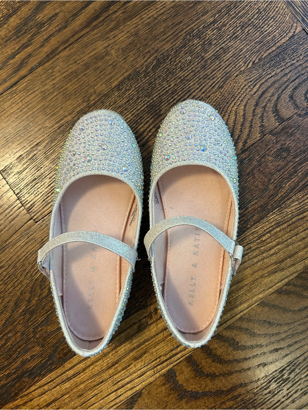 Kelly & Katie Iridescent Crystal Mary Jane Flats - Light Pink Lining